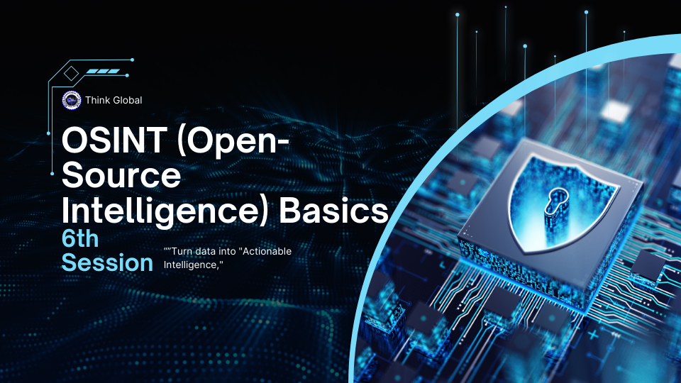 An OSINT (Open-Source Intelligence) infographic for Digital Vanguard Session 6, illustrating the OSINT cycle, tactical Google Dorking operators, geolocation challenges, and digital footprint auditing tools.