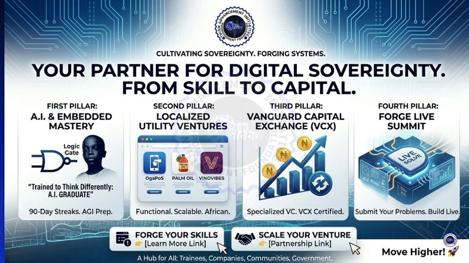 A professional 3D tech banner for the TAIEF Forge Live Summit in Lagos, featuring a digital "Live Solve" processor architecting real-world solutions for businesses, government agencies, and communities.